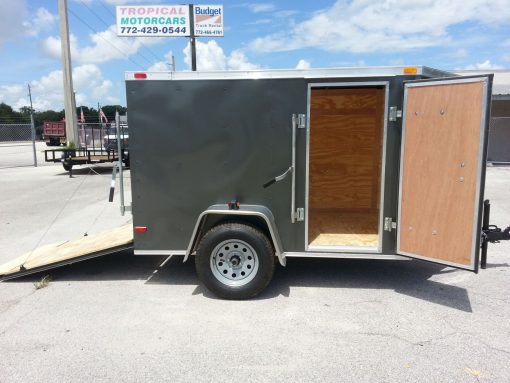 5x8 SA Trailer - Charcoal Gray, Ramp, Side Door