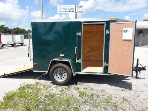 5x8 SA Trailer - Green, Ramp, Side Door