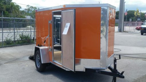 5x8 SA Trailer - Orange, Ramp, Side Door