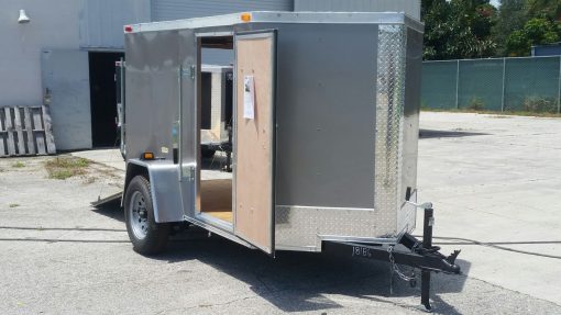 5x8 SA Trailer - Pewter, Ramp, Side Door