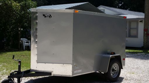 Custom 5x8 SA Trailer - Silver Frost, Double Barn Doors, Side Door, Stab Jacks