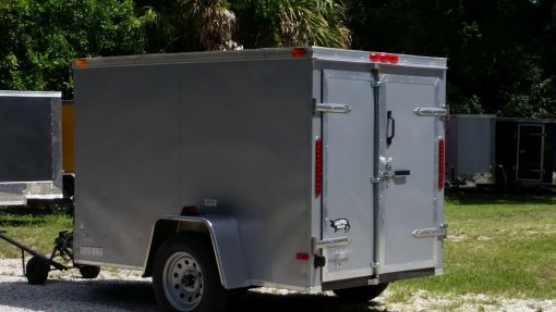 Custom 5x8 SA Trailer - Silver Frost, Double Barn Doors, Side Door, Stab Jacks