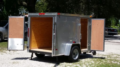 Custom 5x8 SA Trailer - Silver Frost, Double Barn Doors, Side Door, Stab Jacks