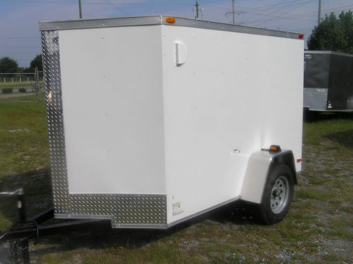 5x8 SA Trailer - White, Double Doors, Extra Height, Side Vents