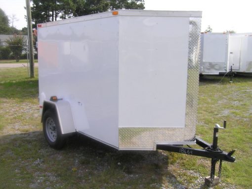 5x8 SA Trailer - White, Double Doors, Extra Height, Side Vents