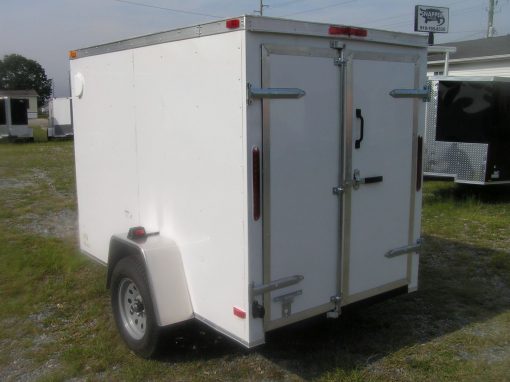 5x8 SA Trailer - White, Double Doors, Extra Height, Side Vents