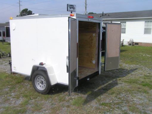 5x8 SA Trailer - White, Double Doors, Extra Height, Side Vents