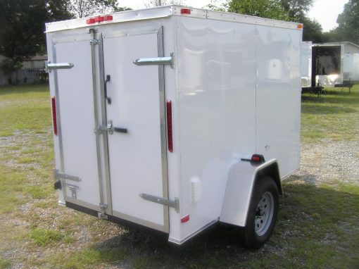 5x8 SA Trailer - White, Double Doors, Extra Height, Side Vents