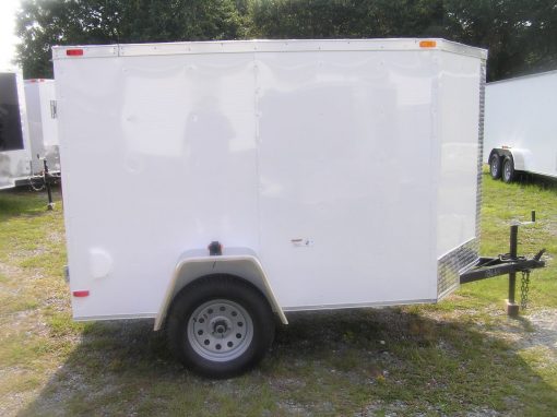 5x8 SA Trailer - White, Double Doors, Extra Height, Side Vents