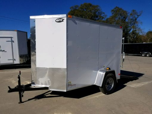 5x8 SA Trailer - White, Ramp, Side Door, Additional Height