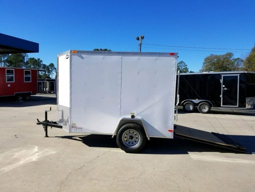 5x8 SA Trailer - White, Ramp, Side Door, Additional Height