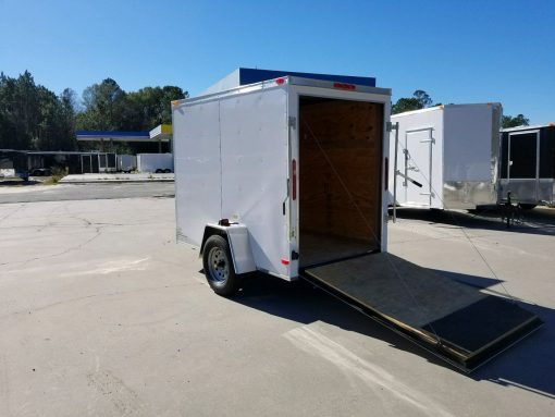 5x8 SA Trailer - White, Ramp, Side Door, Additional Height