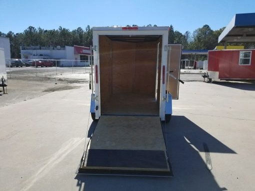 5x8 SA Trailer - White, Ramp, Side Door, Additional Height