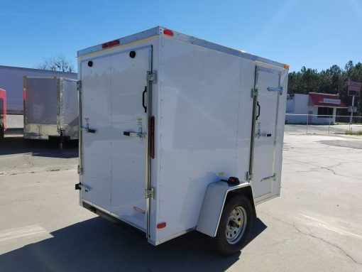 5x8 SA Trailer - White, Ramp, Side Door, Additional Height