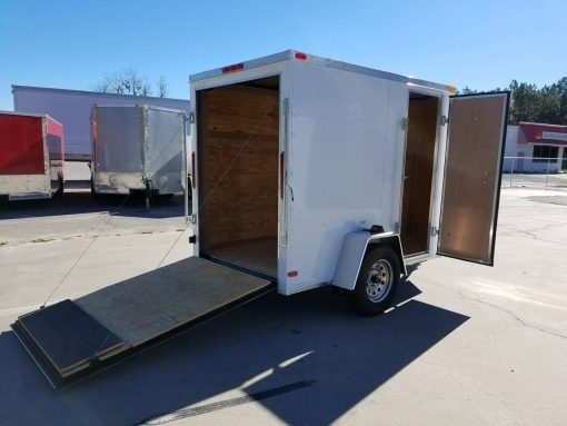 5x8 SA Trailer - White, Ramp, Side Door, Additional Height