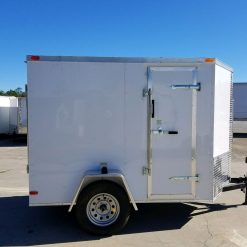 5x8 SA Trailer - White, Ramp, Side Door, Additional Height