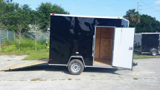 6x10 SA Trailer - Black, Ramp, Side Door, Extra Height