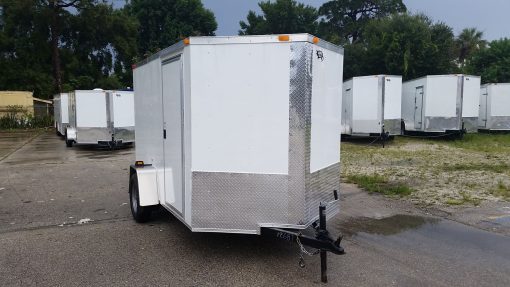 6x10 SA Trailer - White, Ramp, Side Door