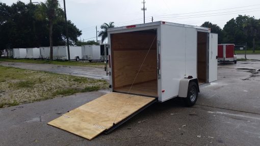 6x10 SA Trailer - White, Ramp, Side Door