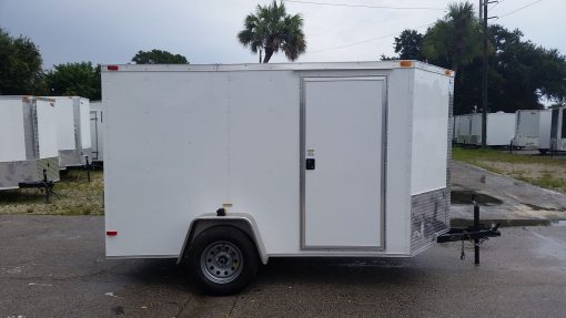 6x10 SA Trailer - White, Ramp, Side Door