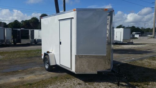 6x10 SA Trailer - White, Ramp, Side Door, Extra Height