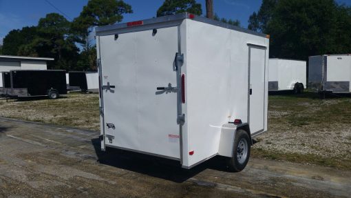 6x10 SA Trailer - White, Ramp, Side Door, Extra Height