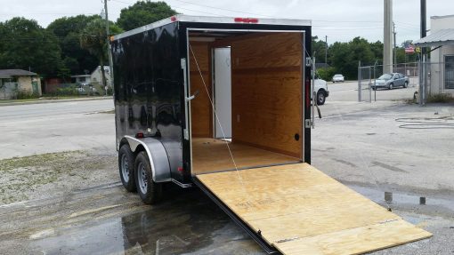 Custom 6x10 TA Trailer - Black, Ramp, Side Door, Electrical Package, Side Vents, D-Rings