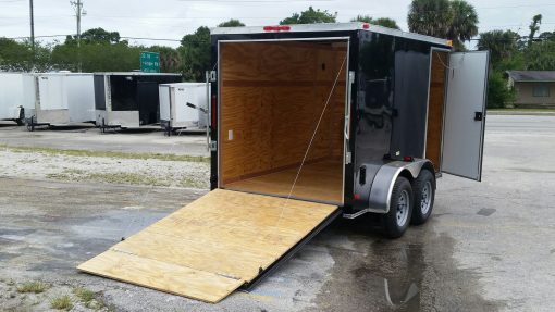 Custom 6x10 TA Trailer - Black, Ramp, Side Door, Electrical Package, Side Vents, D-Rings