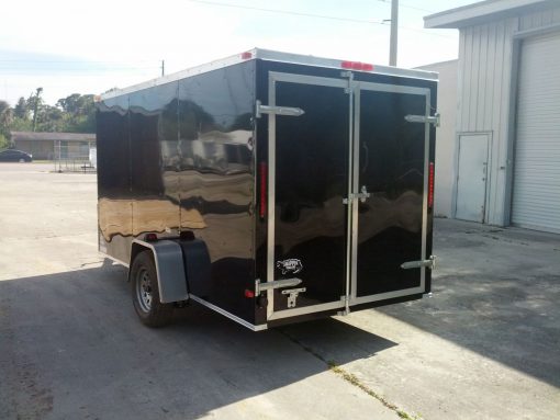 6x12 SA Trailer - Black, Double Doors, Side Door