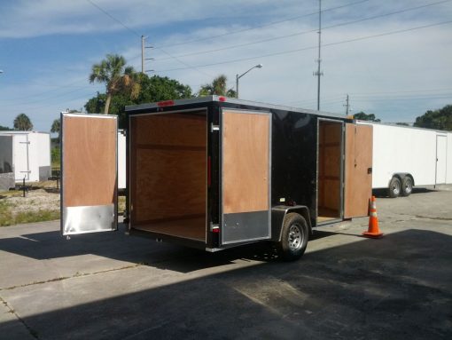 6x12 SA Trailer - Black, Double Doors, Side Door