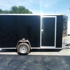 6x12 SA Trailer - Black, Double Doors, Side Door