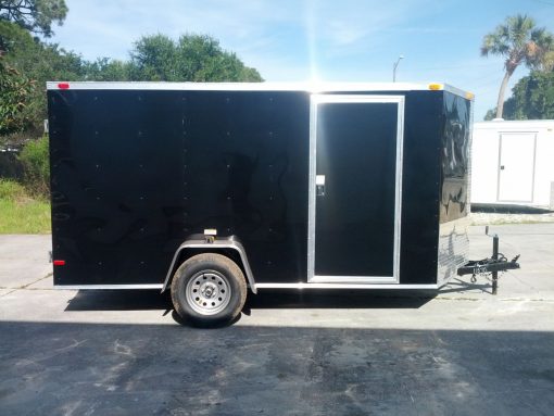 6x12 SA Trailer - Black, Double Doors, Side Door