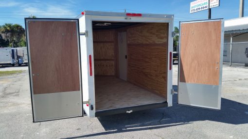 6x12 SA Trailer - White, Double Doors, Side Door