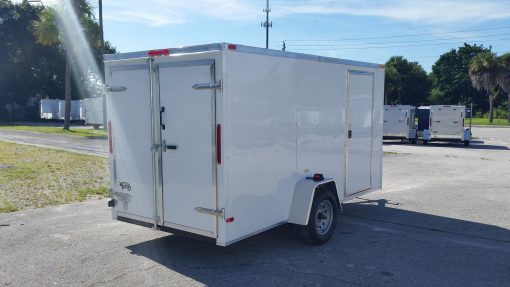 6x12 SA Trailer - White, Double Doors, Side Door