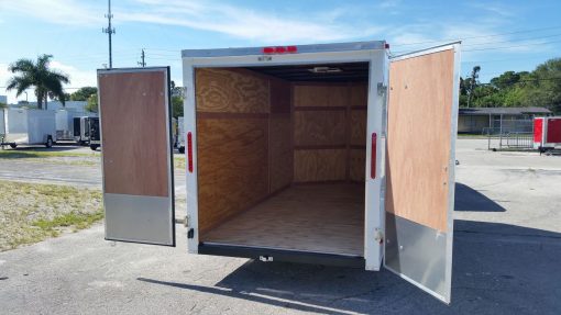 6x12 SA Trailer - White, Double Doors, Side Door