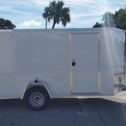 6x12 SA Trailer - White, Double Doors, Side Door