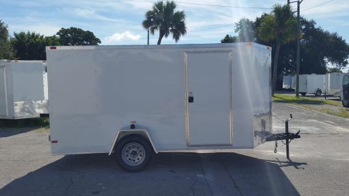 6x12 SA Trailer - White, Double Doors, Side Door