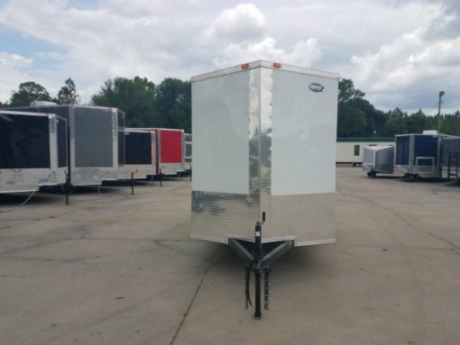 6x12 SA Trailer - White, Ramp, Side Door, Extra Height, Extended Tongue, E-Track