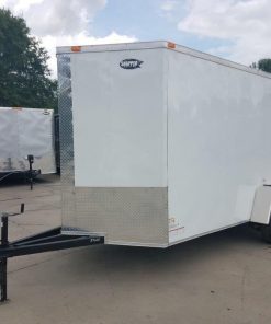 6x12 SA Trailer - White, Ramp, Side Door, Extra Height, Extended Tongue, E-Track