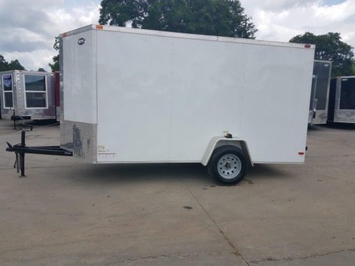 6x12 SA Trailer - White, Ramp, Side Door, Extra Height, Extended Tongue, E-Track