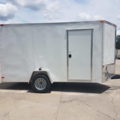 6x12 SA Trailer - White, Ramp, Side Door, Extra Height, Extended Tongue, E-Track