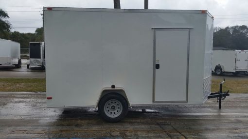 6x12 SA Trailer - White, Ramp, Side Door, Extra Height