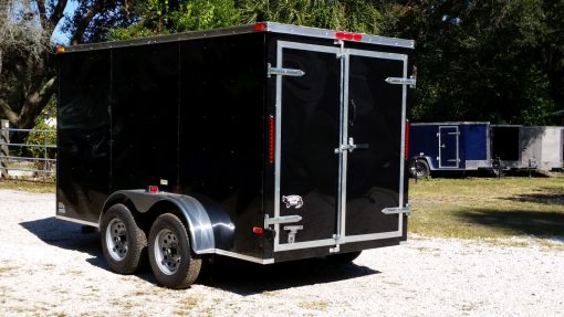 6x12 TA Trailer - Black, Double Doors, Side Door