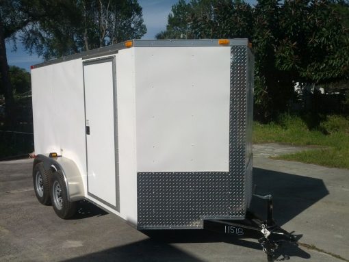 6x12 TA Trailer - White, Ramp, Side Door