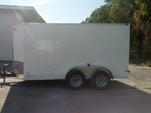 6x12 TA Trailer - White, Ramp, Side Door