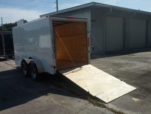 6x12 TA Trailer - White, Ramp, Side Door