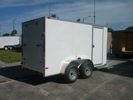 6x12 TA Trailer - White, Ramp, Side Door