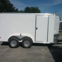 6x12 TA Trailer - White, Ramp, Side Door