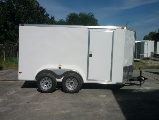 6x12 TA Trailer - White, Ramp, Side Door