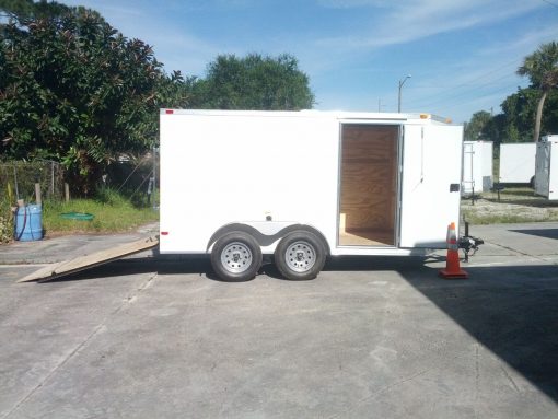 6x12 TA Trailer - White, Ramp, Side Door